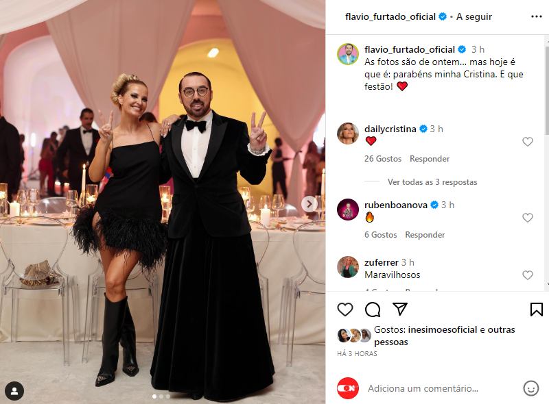 Flávio Furtado com Cristina Ferreira na festa 